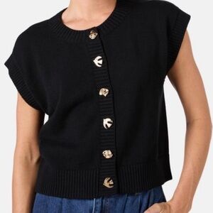 Gorman black short-Sleeve knit gold button sweater